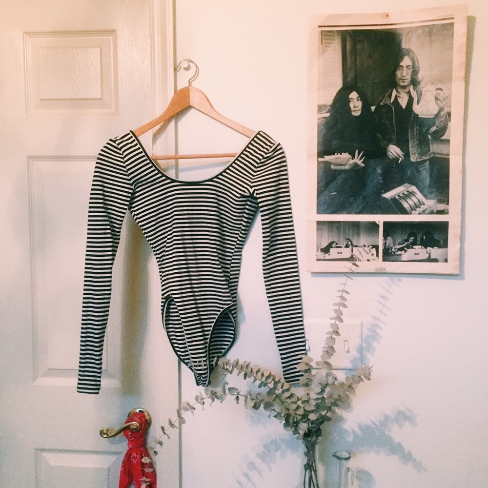 American apparel striped fitted bodysuit